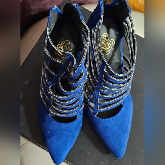 MISS L BY LILIANA HEELS BLUE SIZE 71/2 PRE-OWNED - Picture 4 of 11